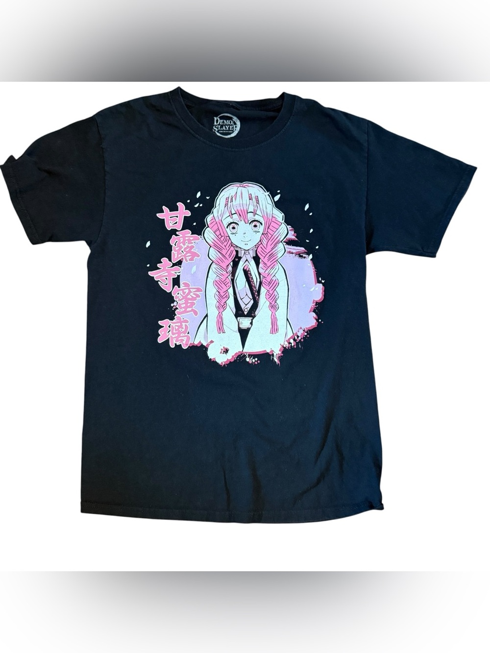 Demon Slayer Mitsuri Kanroji Graphic Tee Black Small Anime Love Hashira Shirt